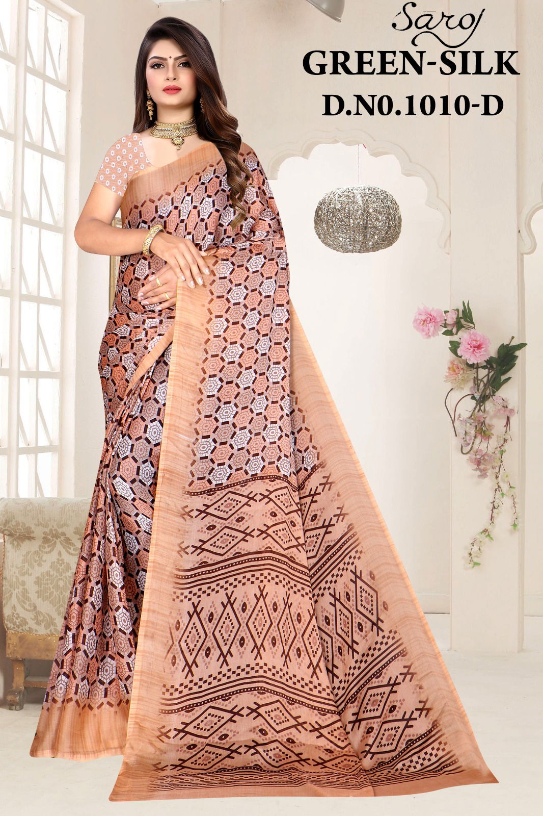 Saroj Green Silk 10 Moss Printed Daily Wear Sarees Catalog
